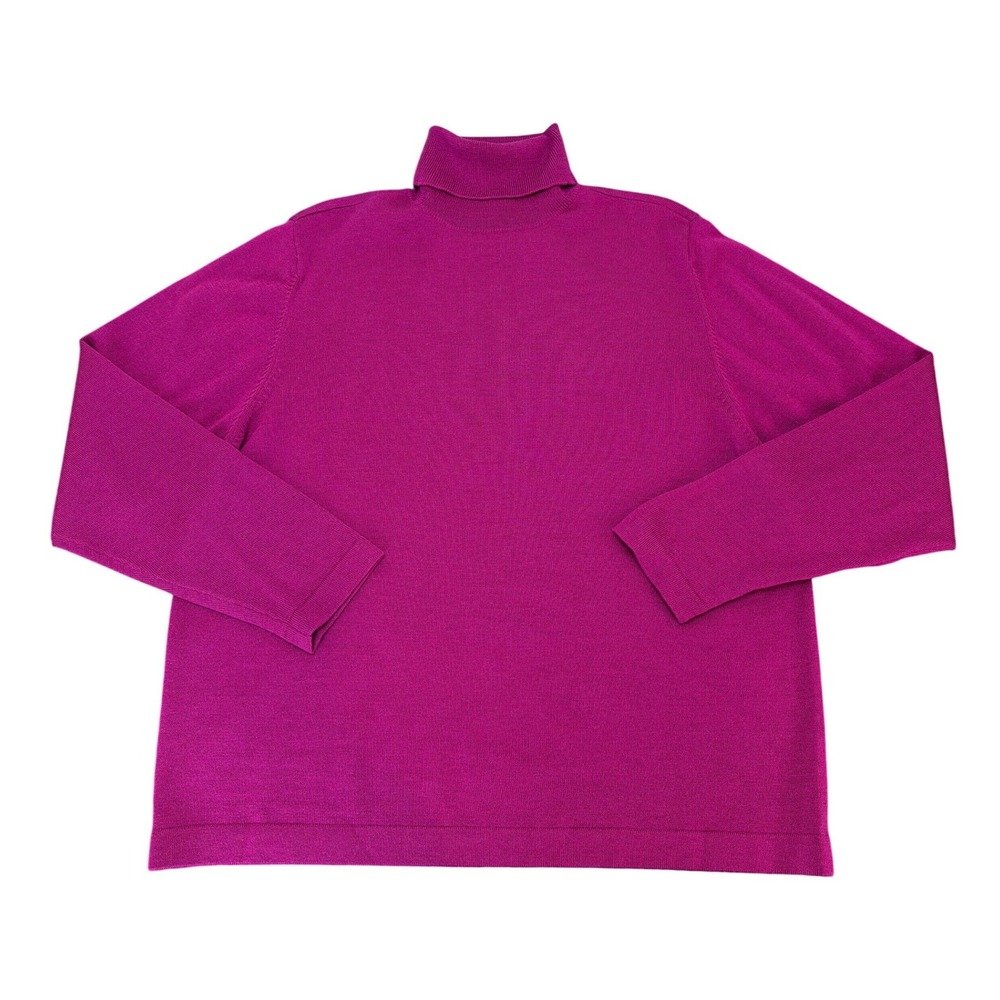 Urban Wool‎ Pure New Wool Fuchsia Turtleneck Sweater XL Old Money Minimalist